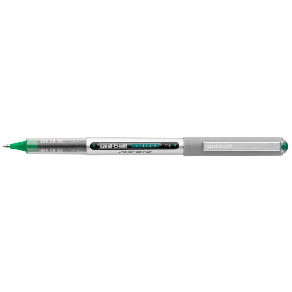 Uni-ball Vision Waterproof Rollerball Pen - 0.7 mm Fine Tip, Evergreen Color, Archival Quality Ink, Fade-Proof, Consistent Smoothness, Ink Flow Regulation, Office Stationery Writing Tool