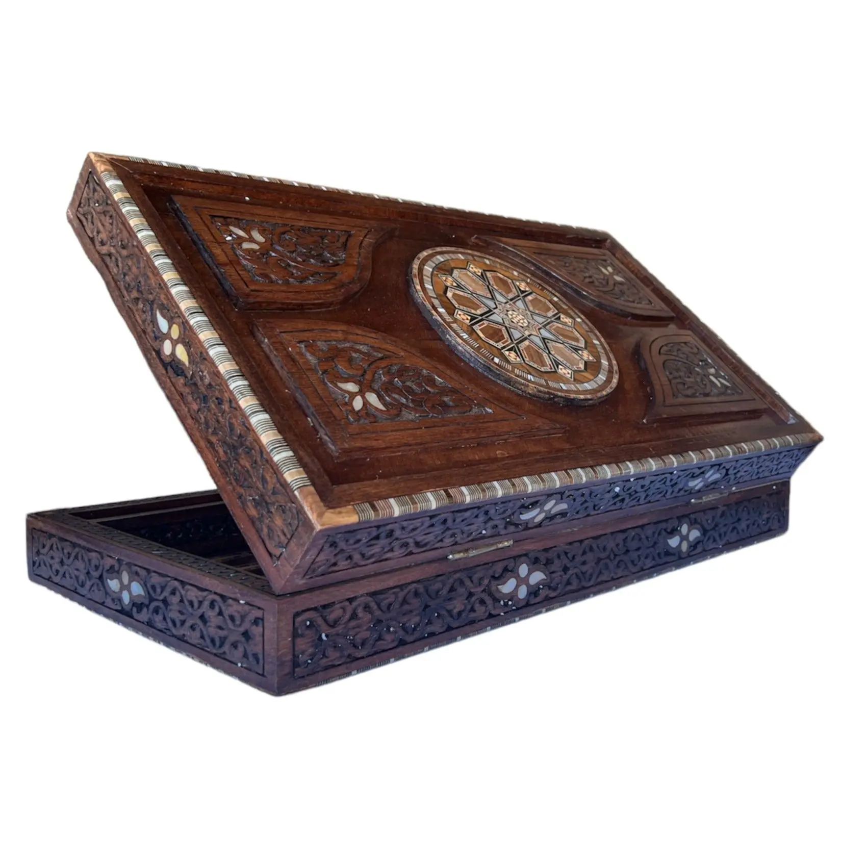 Imperial Ottoman Backgammon Set Handcrafted Arab-Islamic Mosaic and Mother of Pearl Art