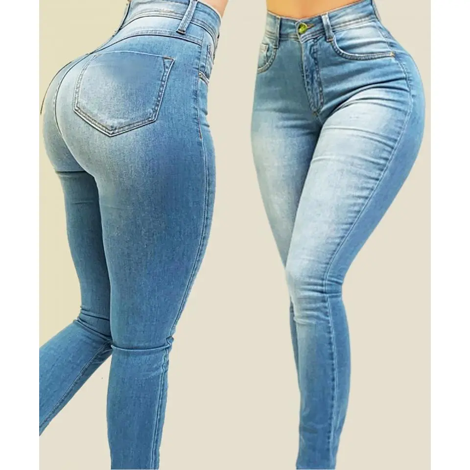 Woman's pure color jeans  street play cultivate one's morality pants shaping figure with high waist jeans denim high waist jeans