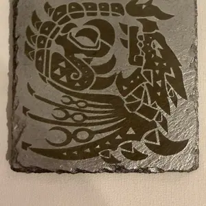 Monster Hunter Fans ! Black Slate Laser Engraved Drink Coasters - Unique Tableware for Home Decor