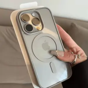 Transparent Acrylic Case for iPhone 16 15 14 13 12 11 Pro Max 16 Plus Hard Shockproof Powerful Magnetic Magsafe Cover
