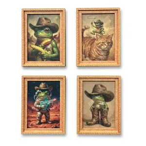 Funny Frog Magnet Set - President Frog & Statue of Liberty Fridge Magnets with Vintage Frame Design, USA 250th Anniversary Patriotic Gag Gift