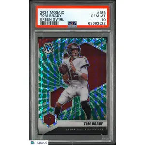 2021 Mosaic Tom Brady Green Swirl 10/11 186 PSA 10 GEM MINT Tampa Bay Buccaneers