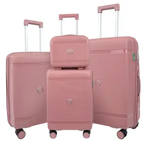 4-Piece Luggage Set 13,20,24,28" | PP + Double Anti-Burst Zippers | Lightweight & Secure | Great for Family, Study Abroad, Moving | Smooth & Stylish