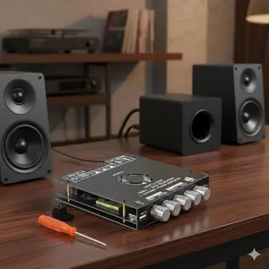 160Wx2 High Power Bluetooth Amplifier Board with TDA7498E Chip, Bluetooth 5.0 Stereo, Subwoofer Output, AUX/USB Input, Bass/Treble Knobs, DC15-36V Wide Voltage for Home Theater, Bookshelf Speakers & Car Audio DIY Upgrade.