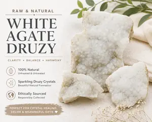 Raw White Agate Druzy Crystal Geode Clusters Many Sizes Natural Specimens