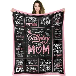 Birthday Gifts for Mom, Happy Birthday Mom Gifts Blanket, Moms Birthday Gift Ideas, Unique Birthday Gifts for Mom from Daughter/Son, Mom Bday Gift Throw Blanket 60x50 Inch
