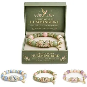 2026 Limited Edition Bluebird Blessings Bracelet,Hummingbird Butterfly Blessing Bracelet,Inspirational Bird Charm Bracelet,Elastic Stretch Beaded Bracelets for Women