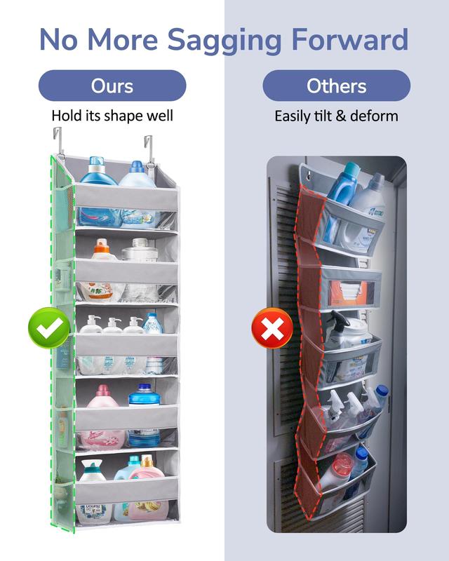 Over The Door Organizer Storage-5-Tier Hanging Organizer with 5 Large Pockets, Anti-Tilt Design, 44 lb Capacity for Bedroom, Bathroom, Pantry