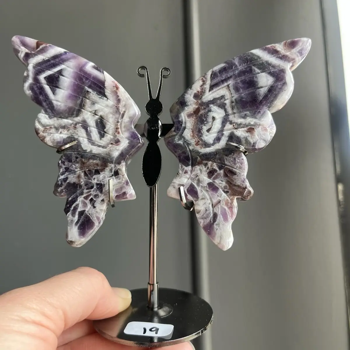 Chevron Amethyst Crystal Butterfly on Stand, Home Decor - Sapphire & Sage