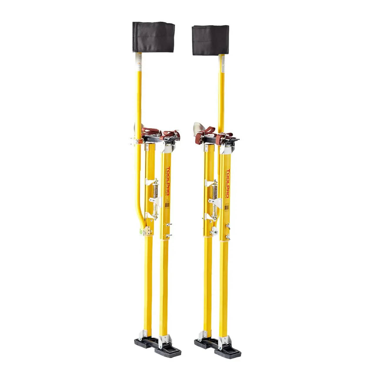 TOOLPRO Professional Grade Ergonomic Adjustable Magnesium Drywall Stilts (48-64 in, 14 lbs Lightweight) - Hand Tools with Dual Spring Action, Padded Calf Braces, Easy Maintenance, Personalized Fit for Drywall Installation, Ceiling Work