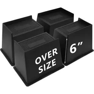 4 Pack Bed Risers 6 inch Heavy Duty, Oversized Furniture Risers, Extra Wide Bed Lifts Risers for Table, Sofa, Dorm Twin XL, Couch, Desk, Bed Frame Risers Supports Up to 6,500 Lbs