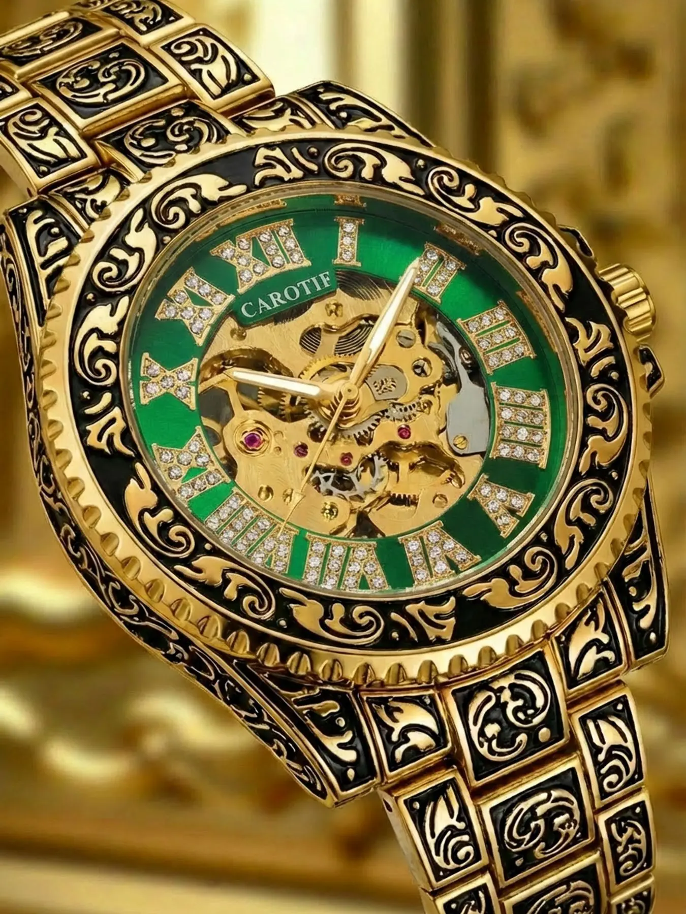 Men's Vintage Elegant Round Dial Full Automatic Mechanical Watch, Fashion Retro Watch for Party, Daily Decor, Trendy All-match & Exquisite Watch for Birthday Gift with Box, Fashionable Wristwatch, Fashionable Analog Watches