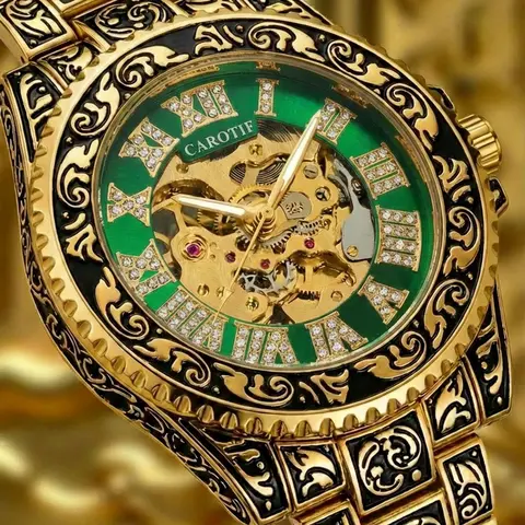 Men's Vintage Elegant Round Dial Full Automatic Mechanical Watch, Fashion Retro Watch for Party, Daily Decor, Trendy All-match & Exquisite Watch for Birthday Gift with Box, Fashionable Wristwatch, Fashionable Analog Watches