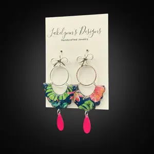 Emerson Tropical Dangle Earrings, Whimsical Caribbean Style Charm Earrings, Colorful Charm Fashion Costume Jewelry Accessories, Whimsical Earrings
