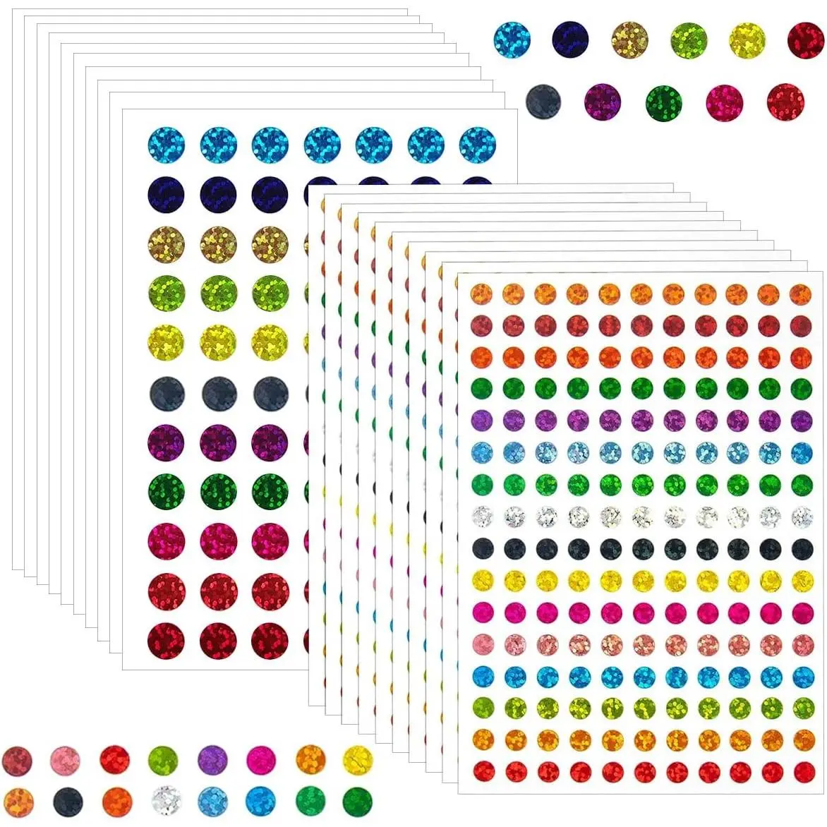 2530 Pcs Color Coding Mini Round Labels - Shiny Sparkle Dot Stickers for Office Documents, Computer & Office Stationery Supplies, Mini Rounds