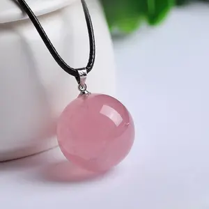 20mm-22mm Natural Rose Quartz Pendant Crystal Pendant Powder Crystal Necklace DIY Charm