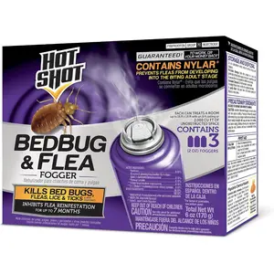 Hot Shot BedBug & Flea Fogger Indoor Home Treatment – Household Protection Fogger with Nylar, 3 Count (2 oz Each)