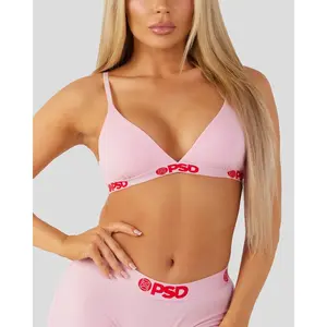 PSD Womens Pink Triangle Bralette - Premium Modal Fabric Bralette with Adjustable Straps, Soft Comfortable and Cute Womenswear