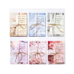 180 pieces of retro white kraft paper material, Dream flower theme, retro style white kraft paper material, DIY priming collage handbook material.