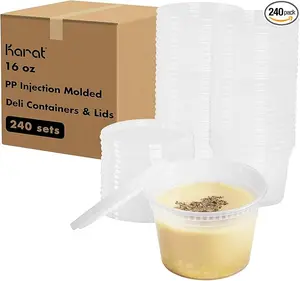 [240 sets]  Deli Containers with Lids | Injection Molded PP | Clear | 8/12/16/24/32oz