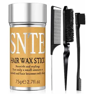 Hair Brush & Hair Wax Stick Set - Frizz Control & Flyaway Smoothing - Sleek Ponytails, Buns, Edges - Styling Cream/Gel/Balm/Pomade Stick for Women - Styling Accessories for Girls & Kids