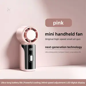 XJINGD Mini Handheld Pocket Fan - 100-Speed Ice Cooling, 17000RPM Turbo Wind, 87g Ultra-Light, USB Rechargeable with Digital Display for Summer Travel, Outdoor Activities