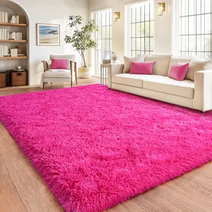 BOOPBEEP Hot Pink Super Soft And Cozy Fluffy Shaggy Area Rug, Upgrade Non-Slip Indoor Carpet, For Living Room Decor , Bed Room Decor, Kitchen, Dining Room Shaggy , Study Room, Dressing Room, Office, Home Decor, Accent Rugs, And Floor Covering, Fuze rug