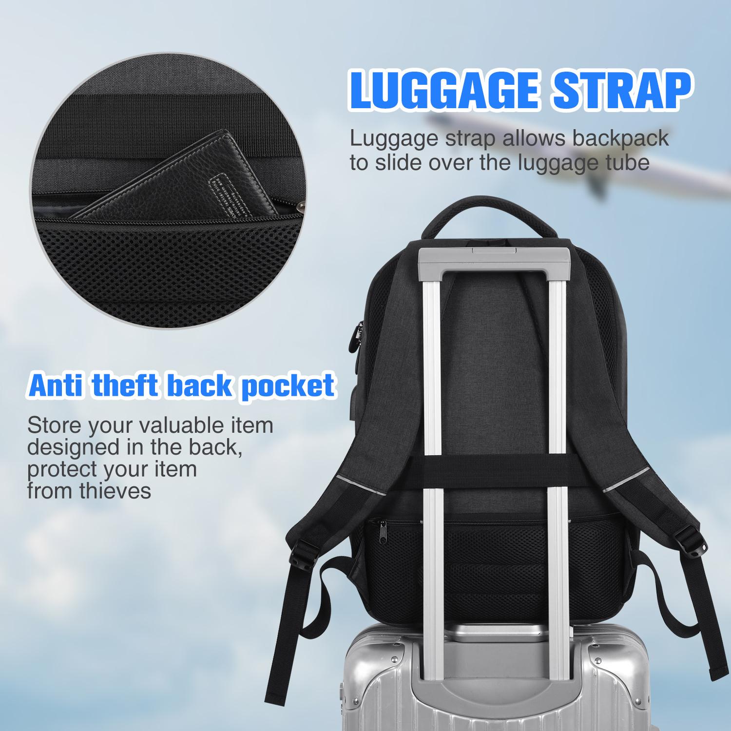 Large Capacity Business Laptop Backpack for Men | Breathable Work Backpack with Multiple Pockets & Reflective Strips   with USB & Headphone Jack | Water Resistant Anti-theft Travel Backpack with Luggage Strap