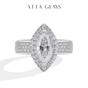 2CT Marquise Cut D Color VVS1 Synthetic Moissanite Ring for Women daily Wear Special Gift R184