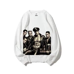 Leather Daddy Sweatshirt for Men Bold Gay Pride & Bear Brotherhood Graphic Pullover Vintage Biker Style Tom of Finland Inspired Streetwear Soft Unisex Cotton Hoodie