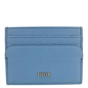 Pre-owned Dior Leather Clutches & Wristlets Christian Card Holder Blue