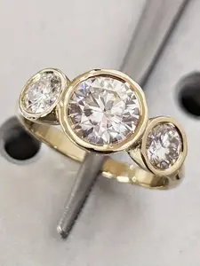 Vintage Round Bubble Zircon Plated 18k Gold Simple Women's Old Money Style Fashion Wedding Ring, Elegant Geometric Design