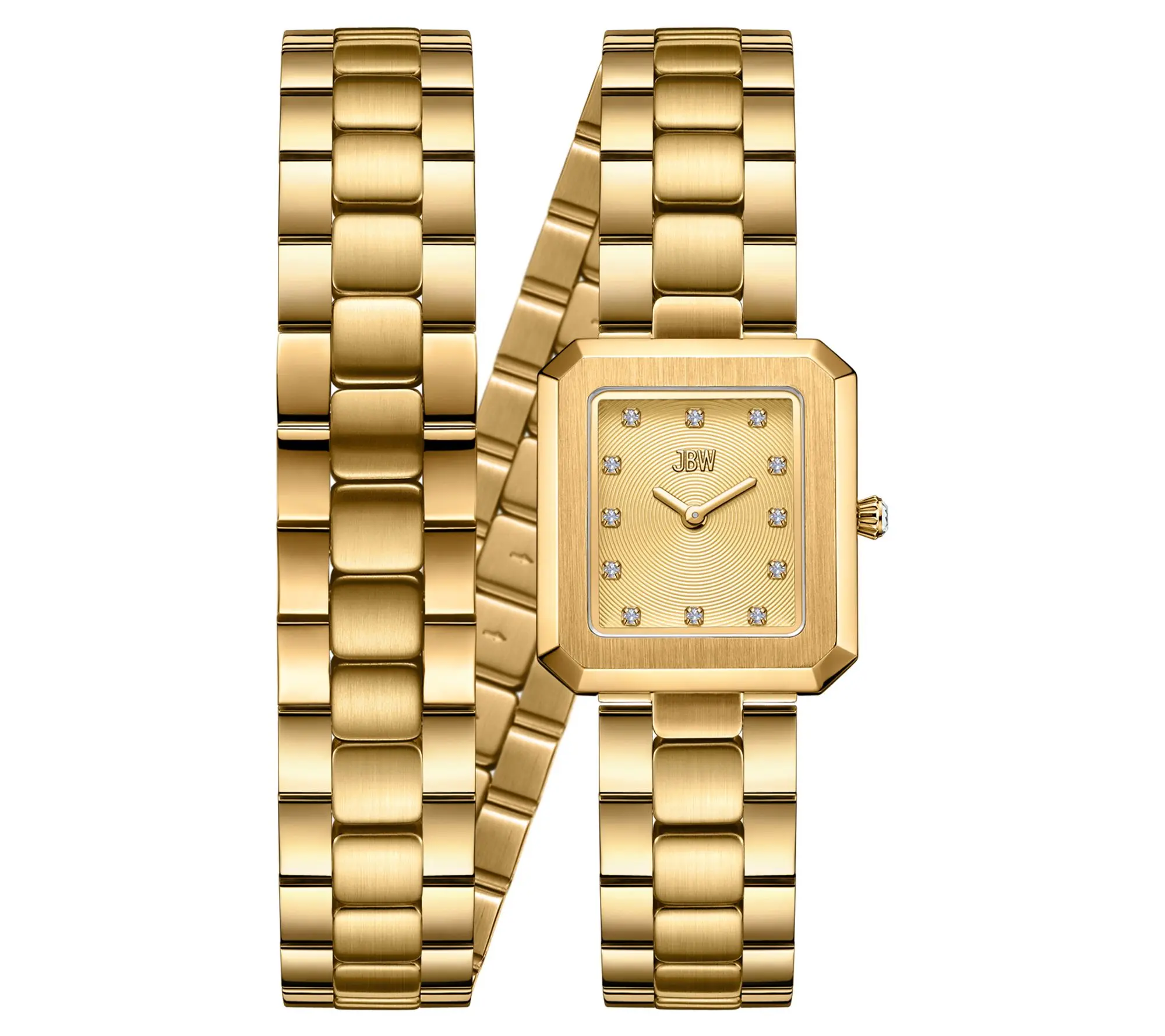 JBW Women's Arc 18K Plated Lab Created Diamond Wrap Watch