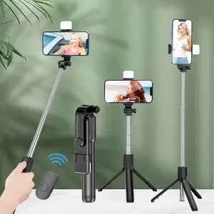 Bluetooth Wireless Selfie Stick Mini Tripod Extendable Monopod Remote Shutter For iPhone Samsung Xiaomi Phone Holder Portable Black Android Smartphone