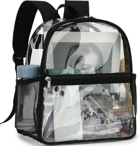 Clear Backpack Stadium Approved 12x6x12 - Kids & Small Adult Transparent Backpack for School, Work, Sports, Concerts - Clear Bag