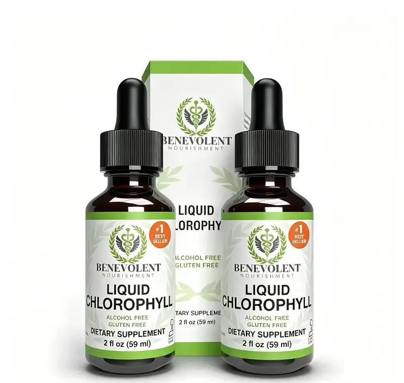 [2 Bottles] Liquid Chlorophyll Drops (4 Month Supply) Healthcare Supplement - Natural Deodorant and Detox - Gut Support Healthcare Liver