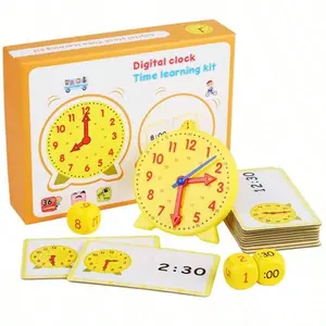 Educational ClockToys for Kids 3+ Years, Kids Learning Time Learning Set for Boys Girls with 12 Time Flash Cards, 3 Time Dices Clocks for Teaching Time, Teacher and Classroom Supplies