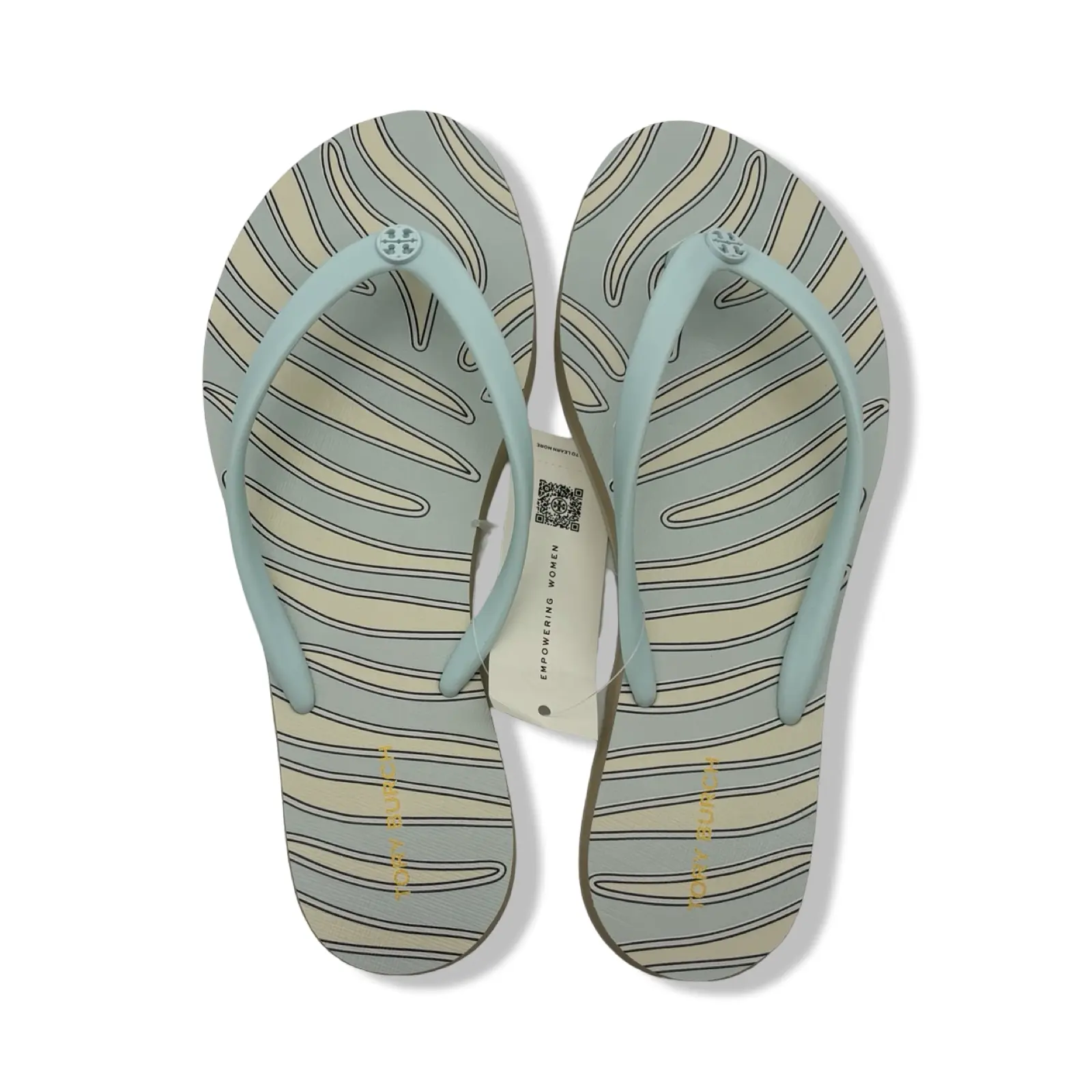 Pre-Owned Tory Burch Women's Chelsea Flip Flop Sandals 171948 (Zebra - Saltwater Slide - Pebble Beach)