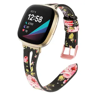 Suitable for Fitbit Versa 3 smartwatch, classic double-sided Versa leather strap, fashionable and versatile strap