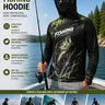 Men's UPF 50+ Sun Protection Fishing Top, Hooded Long Sleeve Quick-Dry Breathable T-Shirt, All-Over Print, Sporty Style, Loose-Fit, Outdoor Sports Top, Outdoor Fishing Clothing, Quick Drying Tops