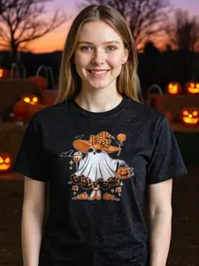 Boujee Ghost Halloween Shirt - Glammed Up Ghost with Witch Hat & Pumpkin Spice - Soft Cotton Poly Blend - Sizes S-5XL - All Seasons