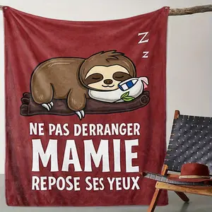 Adorable Sloth Lounging Blanket 100% Polyester Woven Flannel Mixed Color All-Season Use for Relaxation Areas Playful Design