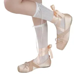 Women's Satin Ribbon Wrap Ballet Flats, Square Toe Bow Tie Ballerina Shoes, Cute Lace-Up Casual Footwear for Casual, Date & Coquette Outfits