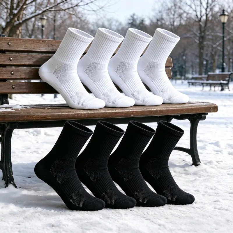 Unisex solid color sports socks, track and field socks, moisture-wicking running socks, mid-calf socks with shock absorption, soft, comfortable, and breathable, suitable for all seasons, gym training, running, and daily wear