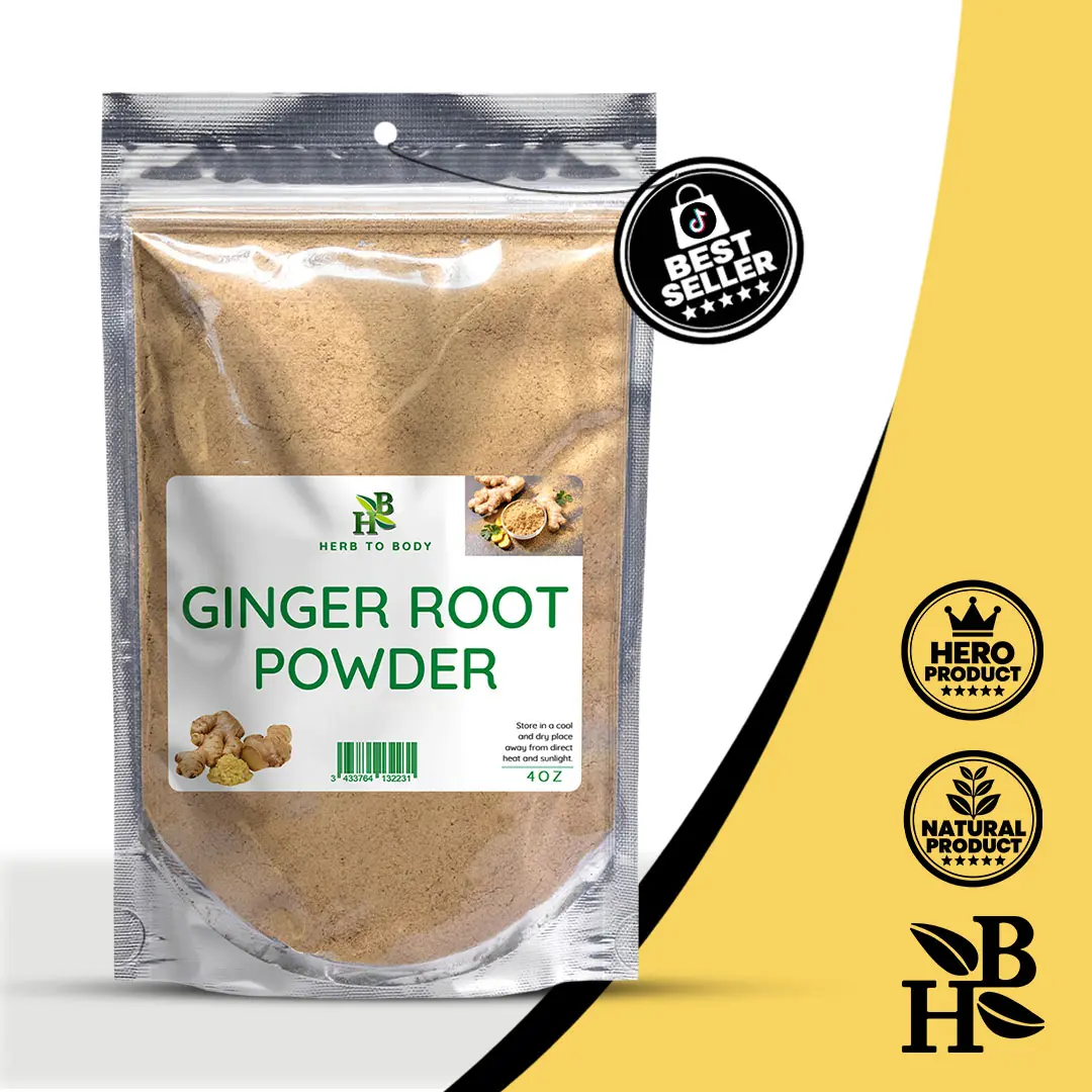 Ginger Root Powder –  4 oz (113 g) & 1lb (454 g) | Ground Ginger Spice for Cooking, Tea & Baking | Zingiber Officinale | Wildcrafted | Herb To Body