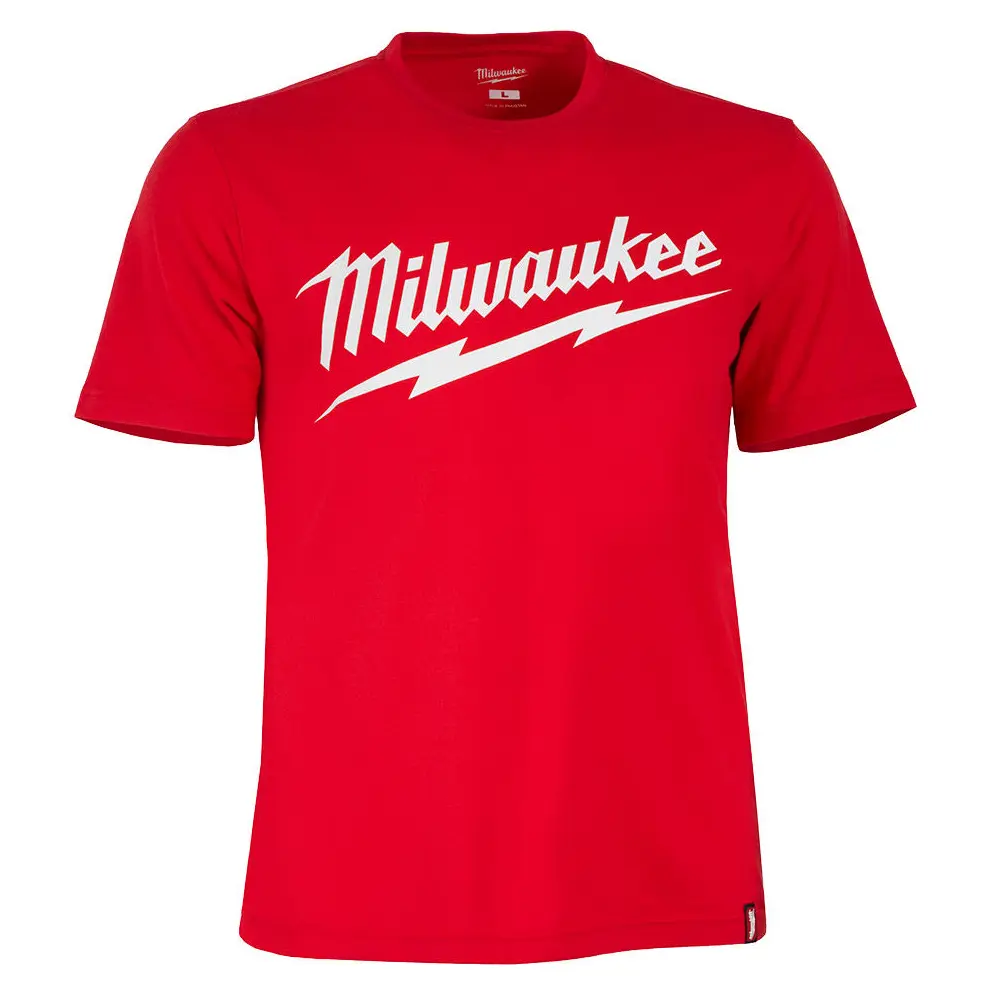 Milwaukee Logo Heavy Duty T Shirt Short Sleeve Red Large 607R-L