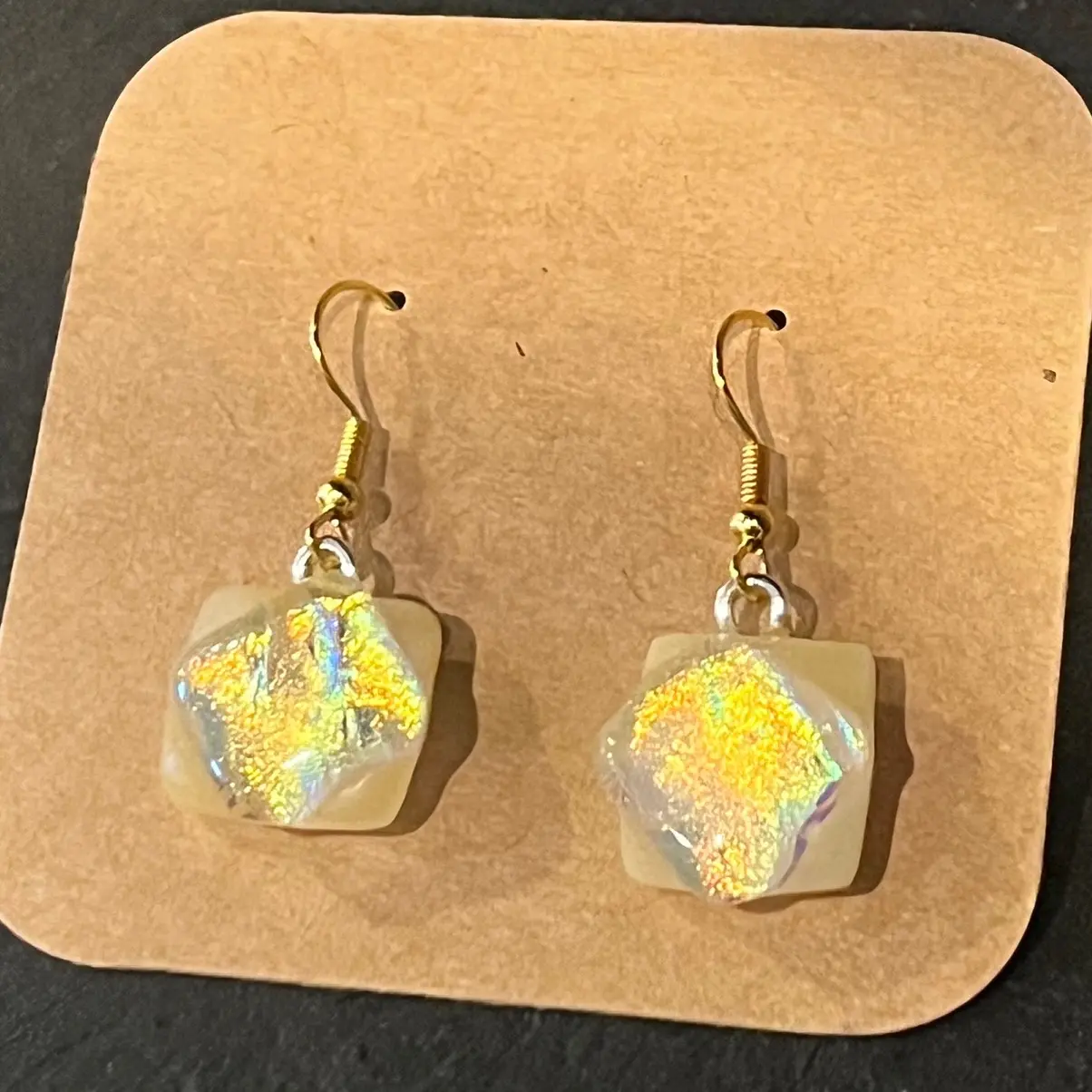 Gold fused glass earrings