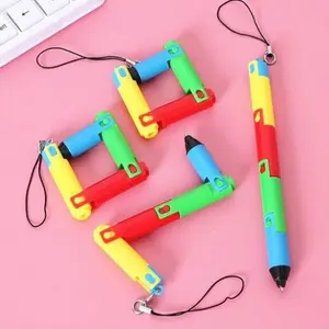 3pcs Folding Ballpoint Pen, Bendable Deformable Gel Pens With Lanyard, Portable Writing Pen Lanyard For Bags & Key Chains