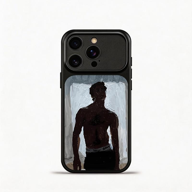 Glass Shockproof Electroplated Silver/Black Muscular Man Oil Painting iPhone 17ProMax Cover Precise Hole Alignment For Lens Frame 15ProMax Anti-yellow | 14ProMax Anti-fall | 13ProMax Ultra-thin Design 16ProMax AirPhoneCase
